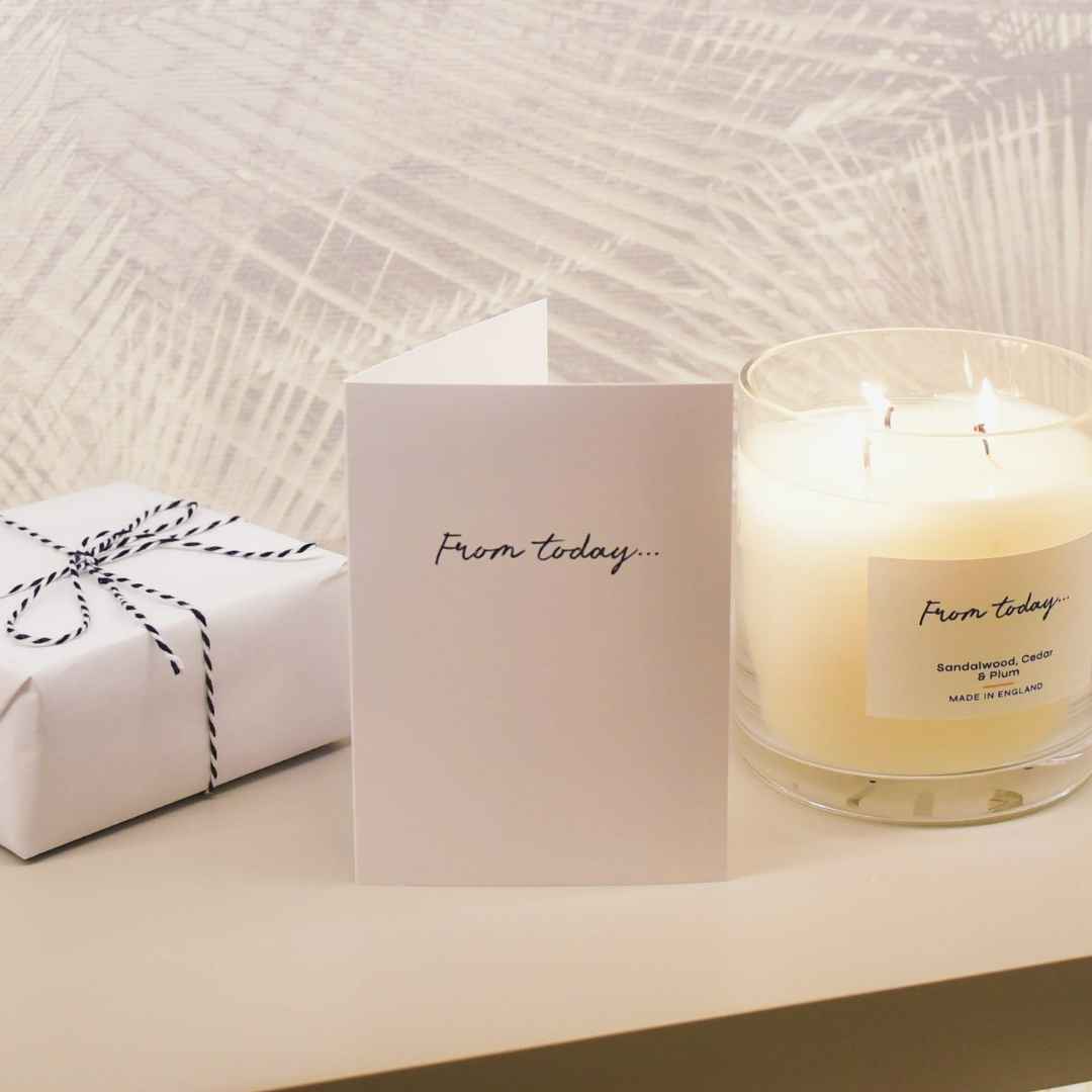 From today... greeting card with gift and candle