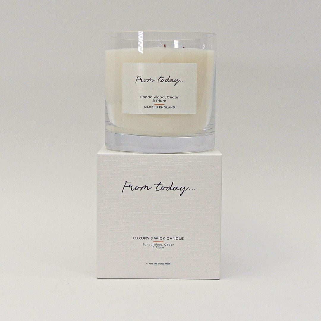 Sandalwood, Cedar & Plum Candle (Three Wick)