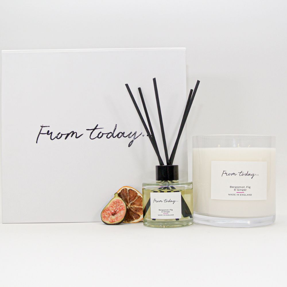 Luxury Bergamot, Fig & Ginger Reed Diffuser and 740g Candle Gift Set
