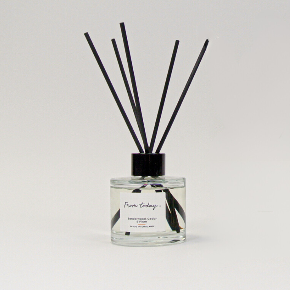 luxury reed diffuser home fragrance gift fragranced with Sandalwood, Cedar & Plum