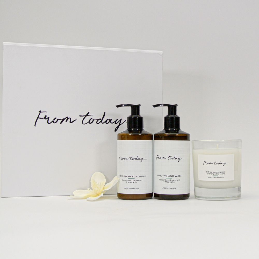 Hand care and candle gift set with gift box
